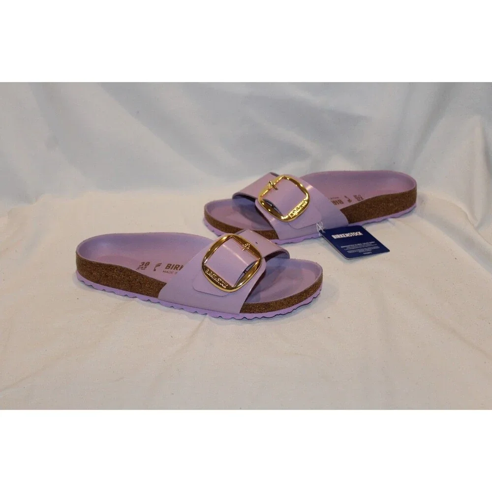 Birkenstock Women Madrid Big Buckle Leather High Shine Sandals Crocus EU 38 NAR